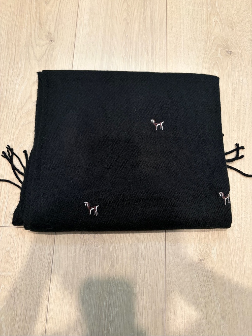 Black Embroidered Dog Scarf / Shawl